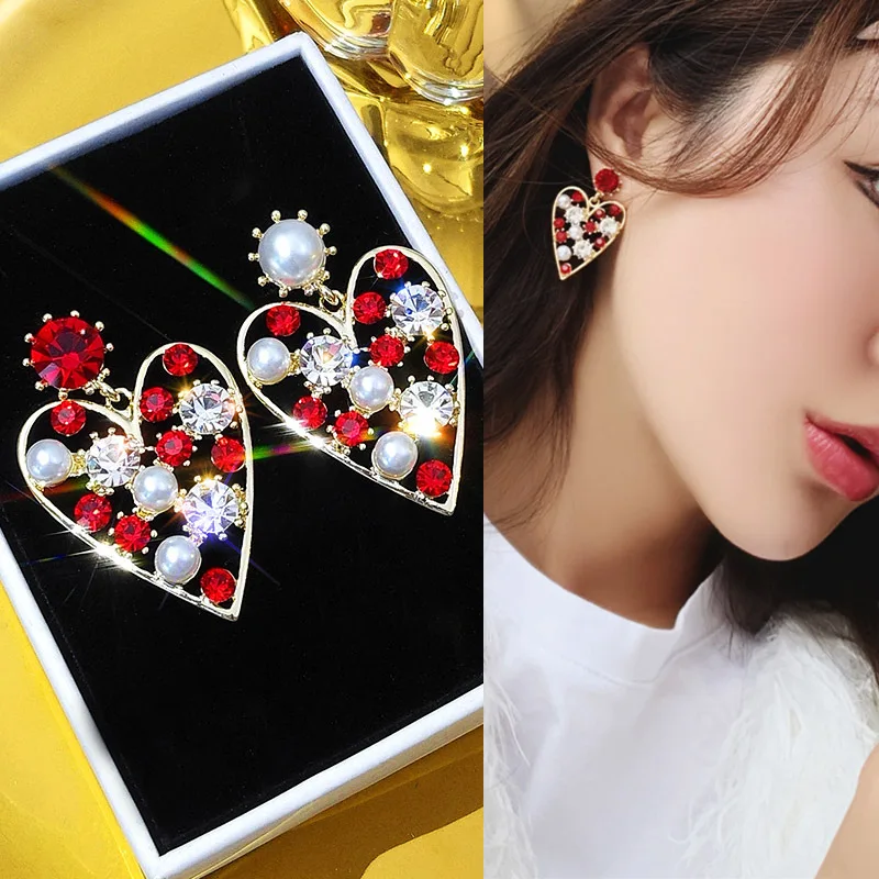 Серьги с имитацией жемчуга 2020 геометрические золотые белые красные серьги в