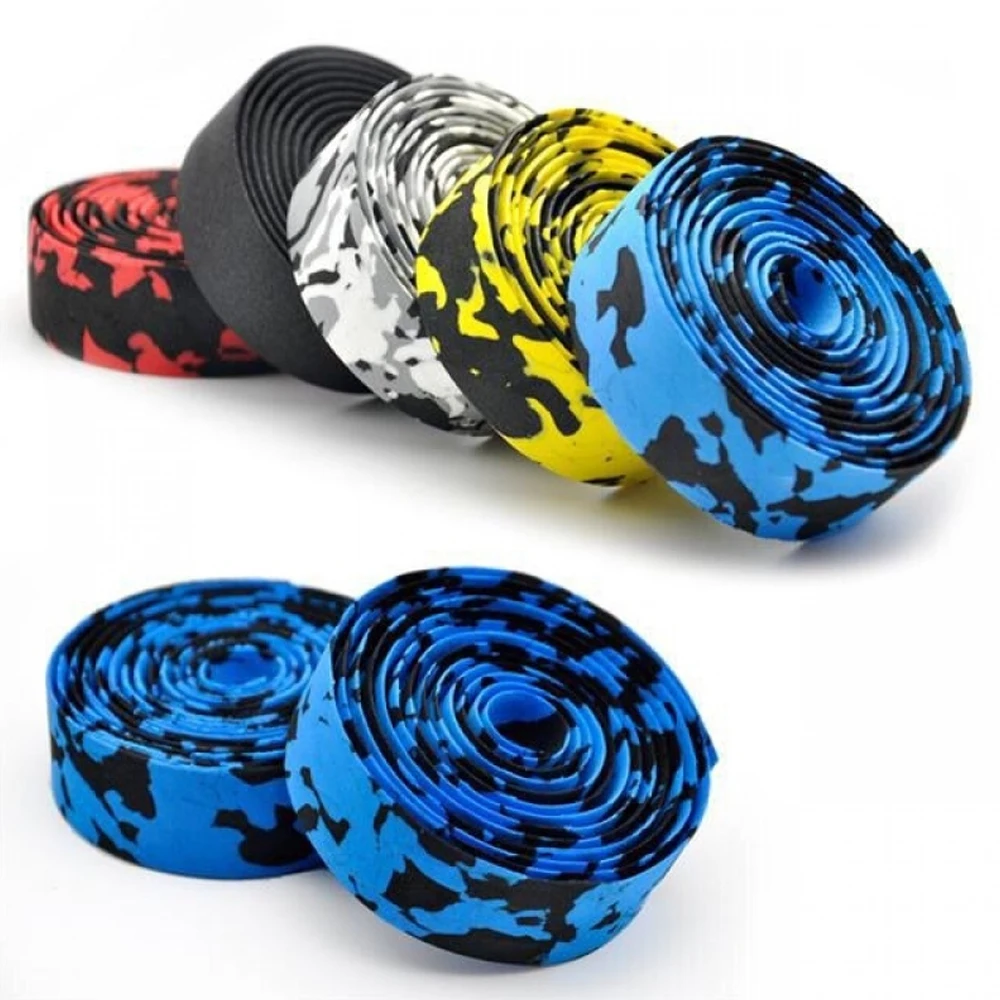 

1pair Road Bike Bicycle Handlebar Tape Camouflage Cycling Handle Belt Cork Wrap With Bar Plugs 2020 New