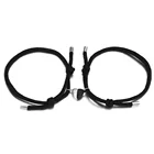 Черная пеньковая веревка, магнитный браслет ручной работы для влюбленных