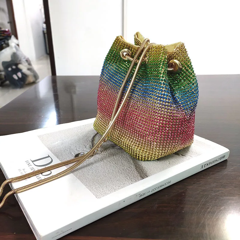 

2021 Fashion Personality Diamond Luxury Bucket Bag Wild Cylindrical Wallet Shoulder Messenger Bag Luxury Designer Handbag Gg Sac