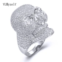 cool rock big stones full stones jewelry skull design large rings for cocktail party neo goth jewellery women