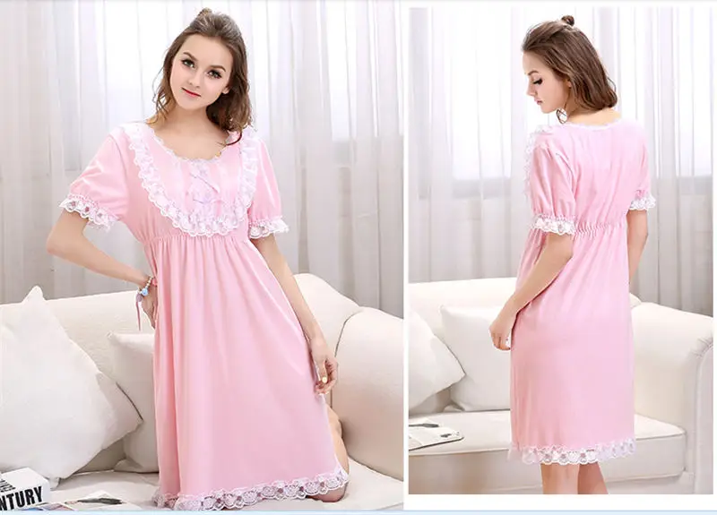 

2018 Modal Free Shipping EUROPE Style Nightgown Princess Nightdress Royal Ladies Sleepwear Women nightwear AW7596