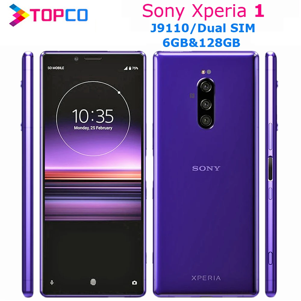 Sony Xperia 1 J9110 XZ4 Android мобильный телефон 4G LTE 6 5 "Восьмиядерный ГБ и 128 три 12 МП Две