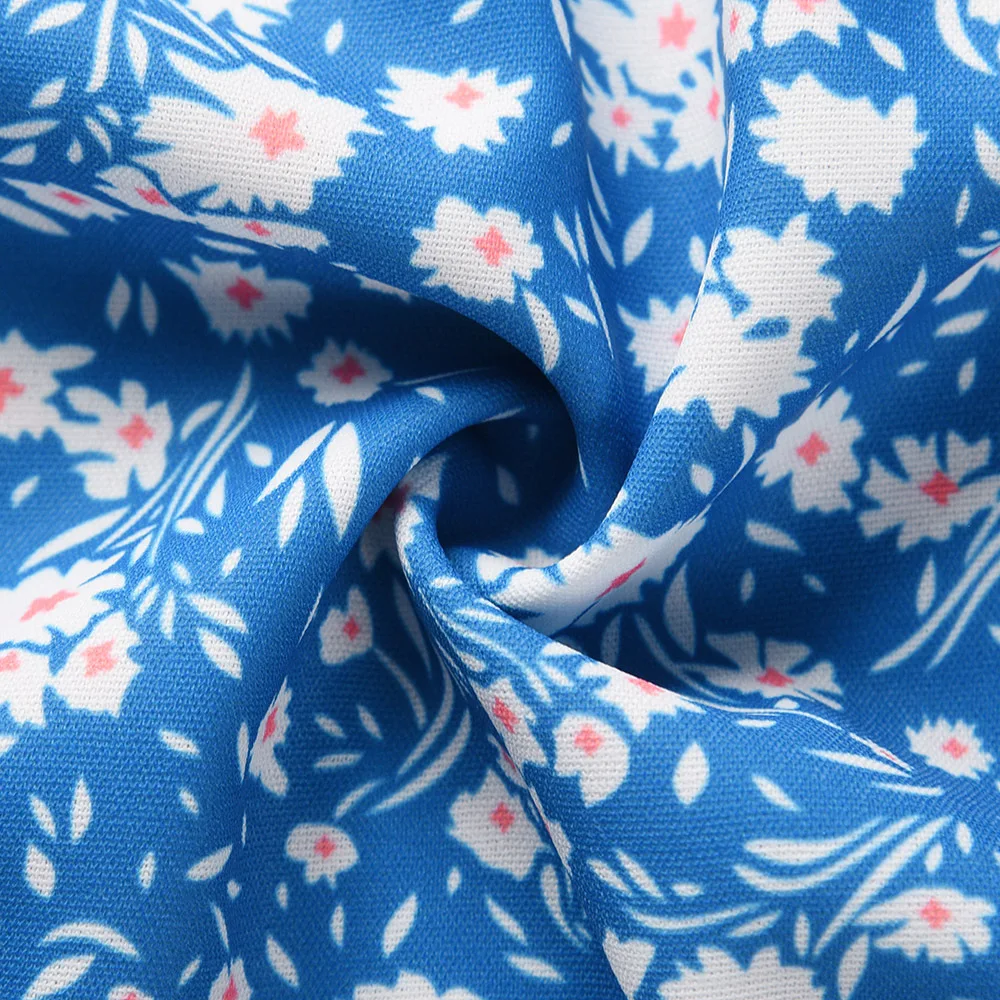 

2021 New Summer Ladies Spaghetti Strap Floral Print Dress Women Sweet V-neck Mid-calf Sleeveless Dress