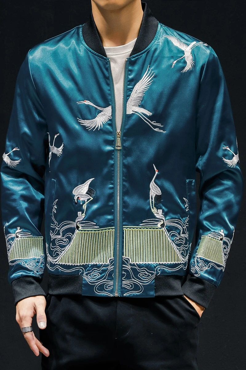 Мужская куртка пальто с вышивкой модная верхняя Осенняя китайская стильная