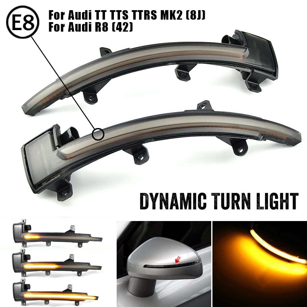 

Dynamic Turn Signal Light LED Side Wing Blinker Light For Audi TT TTS MK2 8J 2007-2014 TTRS R8 Rearview Mirror Indicator