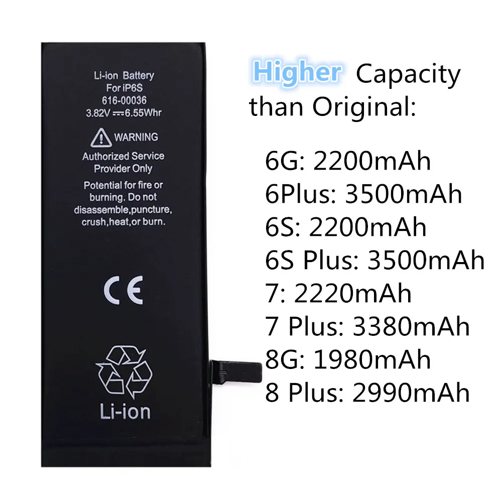 Аккумулятор AYJ для iPhone 6 6S 7 8 Plus с емкостью от 80 до 3500 мАч|Аккумуляторы мобильных