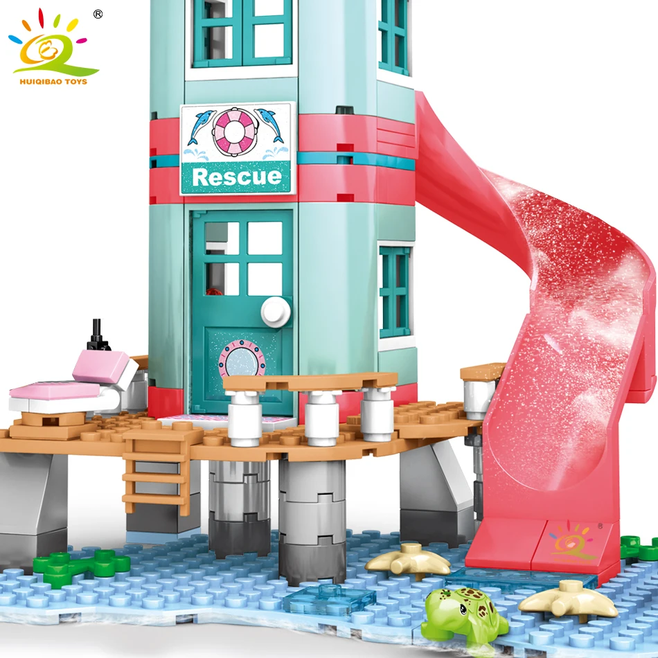 282 шт Пляжный спасательная башня девушка серии строительные блоки Морская