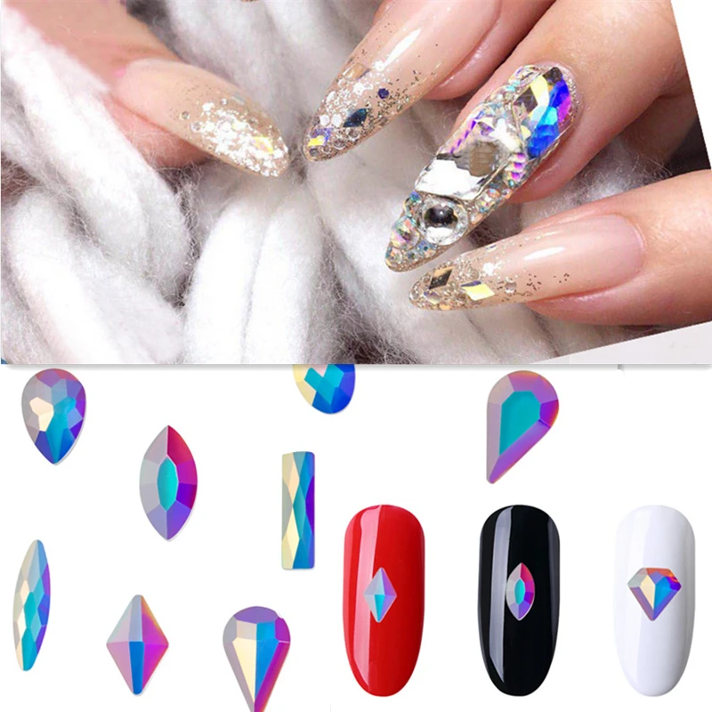 15 видов конструкций 10/50 шт Супер Блестящий Кристалл ногтей драгоценные камни