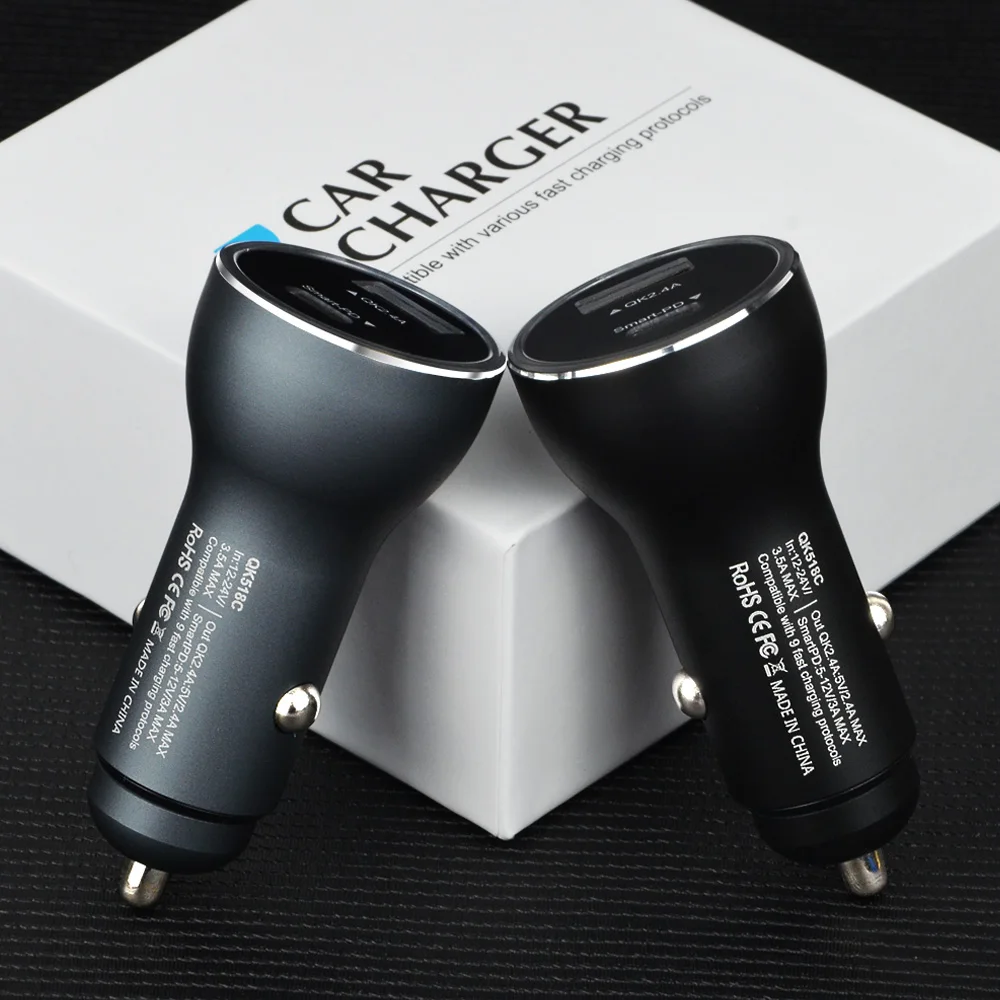 Автомобильное зарядное устройство Quick Charge 3,0 с двумя usb-портами для Xiaomi huawei Supercharge QC3.0, быстрая USB зарядка для автомобильного телефона, прикуриватель