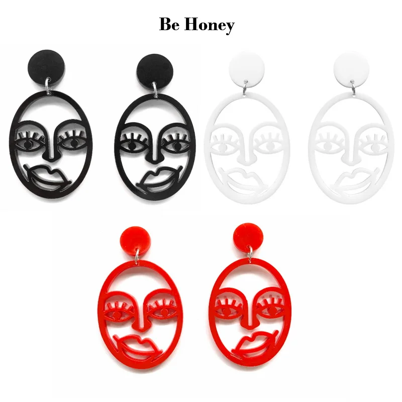 Женские акриловые серьги-гвоздики красные черные белые серьги с ажурным ужасным