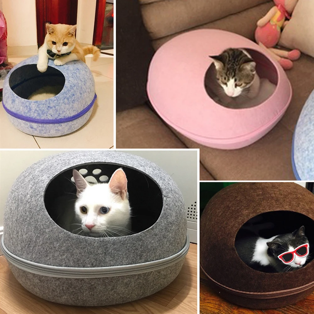 Pet Cat House Bed Semi-enclosed Removable Egg-shell Shape Washable Sleeping Bag For Dog And Dropshipping | Дом и сад