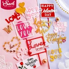 Украшения для торта с крючками и цветами Love You, вечерние украшения, золотые, розовые, акриловые, юбилейные принадлежности для выпечки, подарки на день Святого Валентина