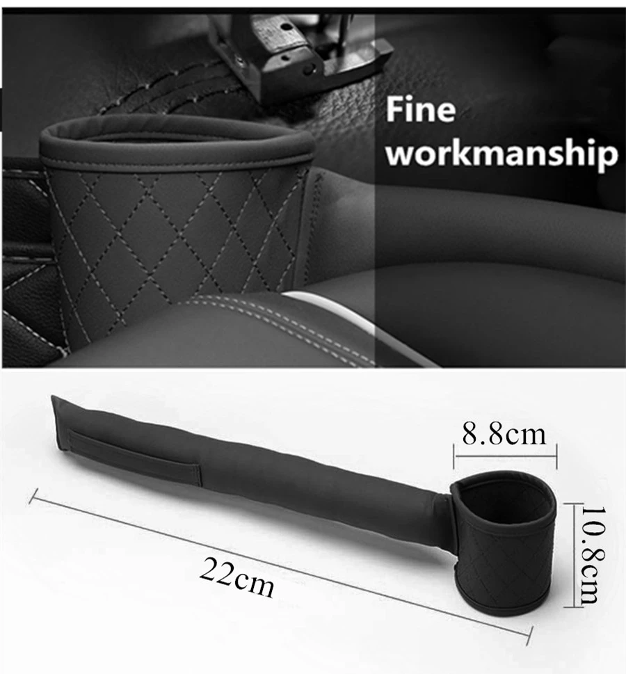 

Black PU Leather Car Seat Gap Filler Leak Stop Pad Cup Bottle Holder Right Side