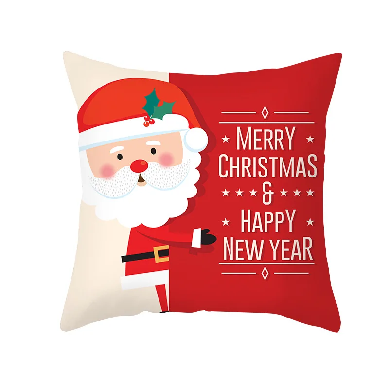 

45x45cm Merry Christmas Cushion Cover Polyester Pillowcase Santa Gifts Christmas Decorations For Home Xmas Happy New Year 2022