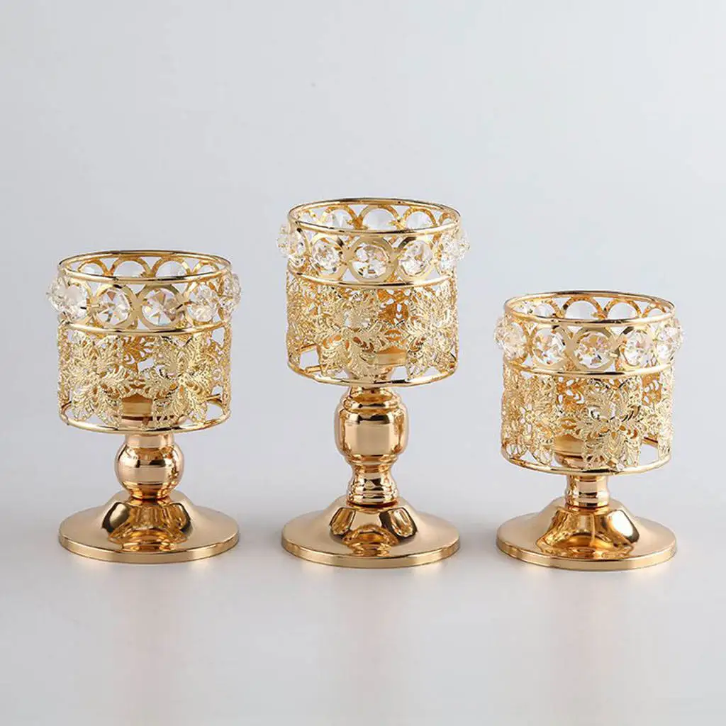 Romantic Candle Stand Candlestick Tea Light Hollow for Centerpiece Banquet Table Living Room Decor