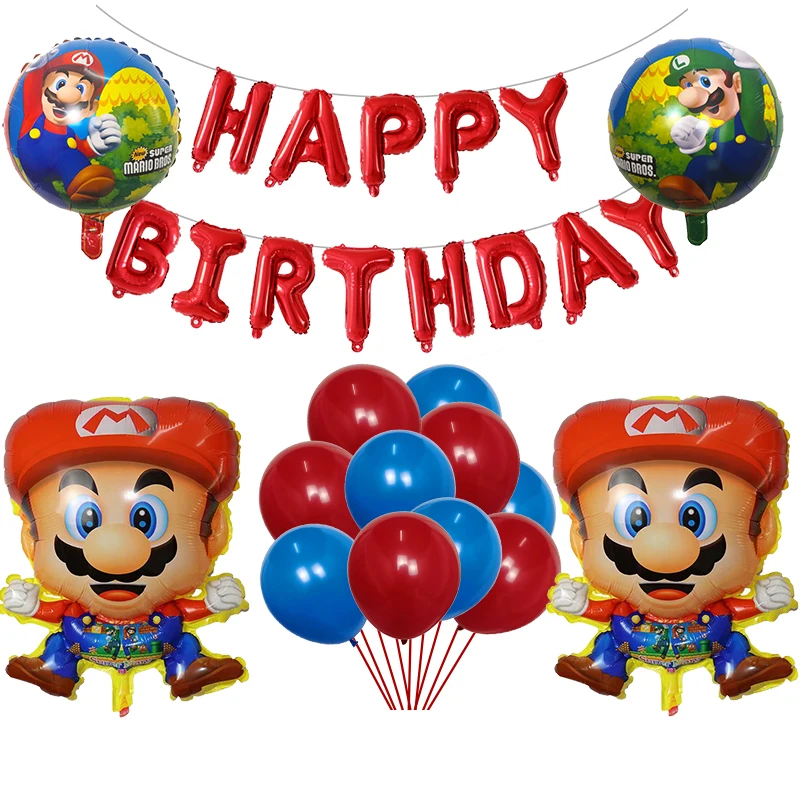 

38pcs Super Mario Balloons 30 inch Number Balloons Boy Girl Birthday Party Mario Luigi Bros Mylar Balloon Decoration Kids Toys