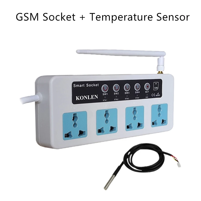With sensor Дистанционный GSM розетка переключатель реле 4 способа питания контроллер с разъемами через SMS вызов синхронизации умный дом управление - Цвет: With sensor