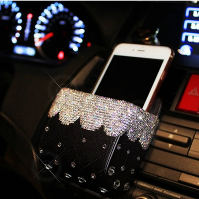 Автомобильная белая салфетка Стразы прозрачная воздушная свежесть держатель