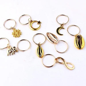 5 шт.компл. волосы косы дреды бусины золотые серебряные ракушки Звезды Луна волосы кольца африканские косы металлические подвески декоративные аксессуары