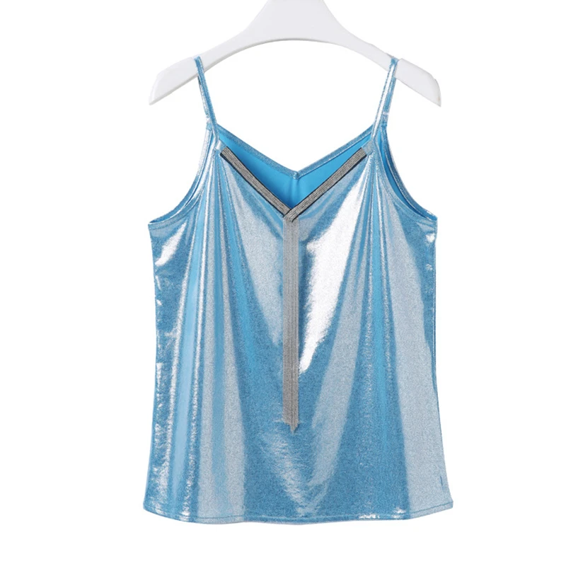 

Summer Korean Fashion Women Tank Top Satin Women Halter Top Tassel Office Lady Camis Plus Size XXXL Spaghetti Strap Tank Top