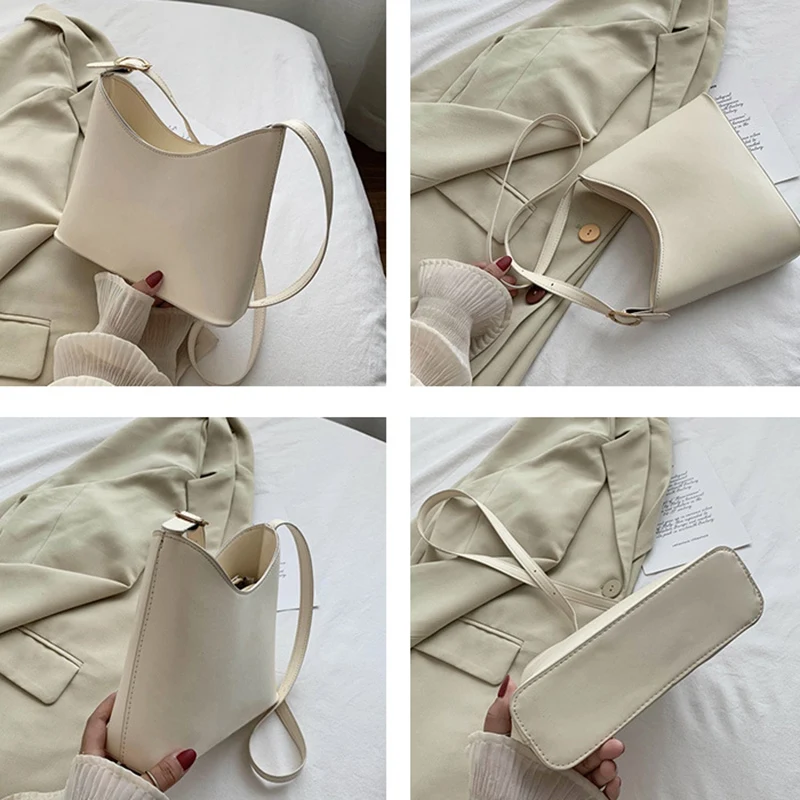 

PU Leather Women's Messenger Bag Fashion Luxury Retro Bucket Handbag