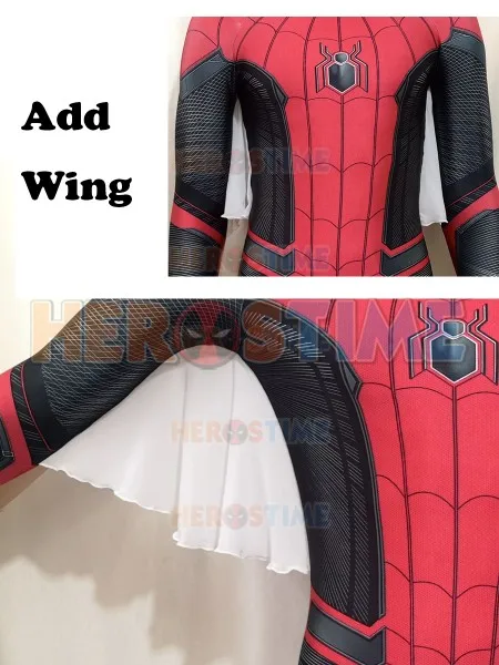 add wing Костюм Человека-паука для дома, костюм Человека-паука, 3D принт, спандекс, зентай, боди, косплей супергероя-паука, костюм Лидер продаж - Цвет: add wing