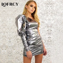 Lofrcy на одно плечо с буффами рукавах женское сексуальное