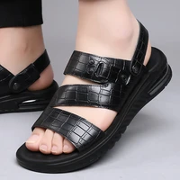 new leather men sandals slippers genuine leather cowhide male summer shoes outdoor casual sandals beach shoes