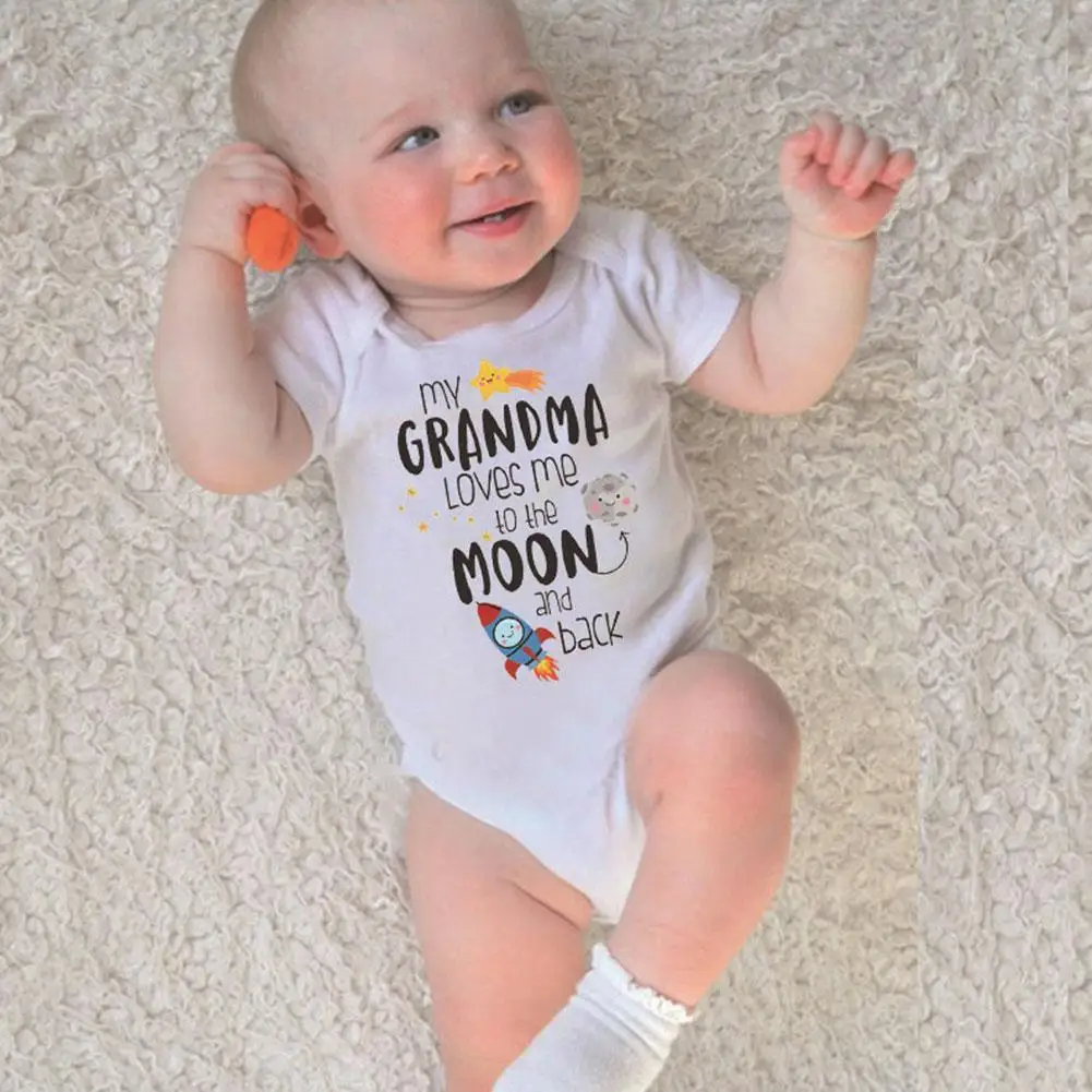 

Baby Romper Baby Funny Cotton Short-sleeved Print 0-24M Baby Girl Boy Suit Cute Clothes Clothes Crawling Alphabet R8V5