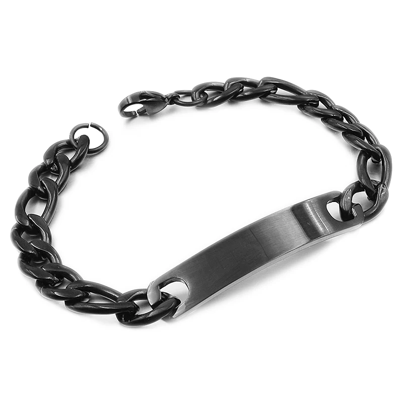 Style2 black21cm9mm Gokadima ID браслет из нержавеющей стали для женщин и мужчин ювелирные изделия Модные цепи манжеты, 4 цвета, оптовые товары, WB001 - Окраска металла: Style2 black21cm9mm