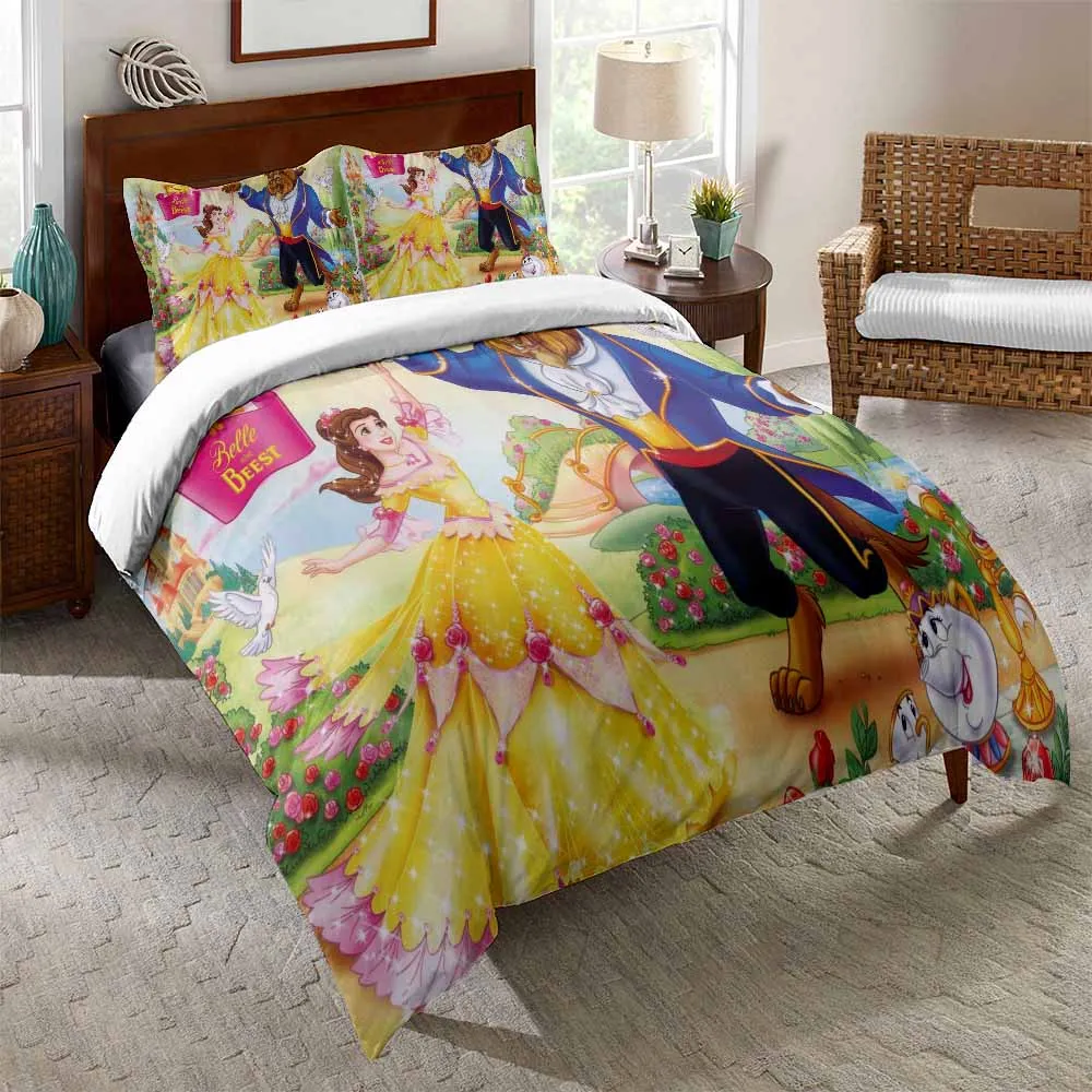Комплект постельного белья из микрофибры с принтом Красавица и Чудовище | Дом сад