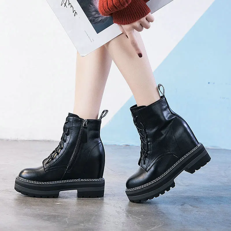 Зимние женские Ботинки Martin на молнии Женские ботильоны из натуральной кожи с