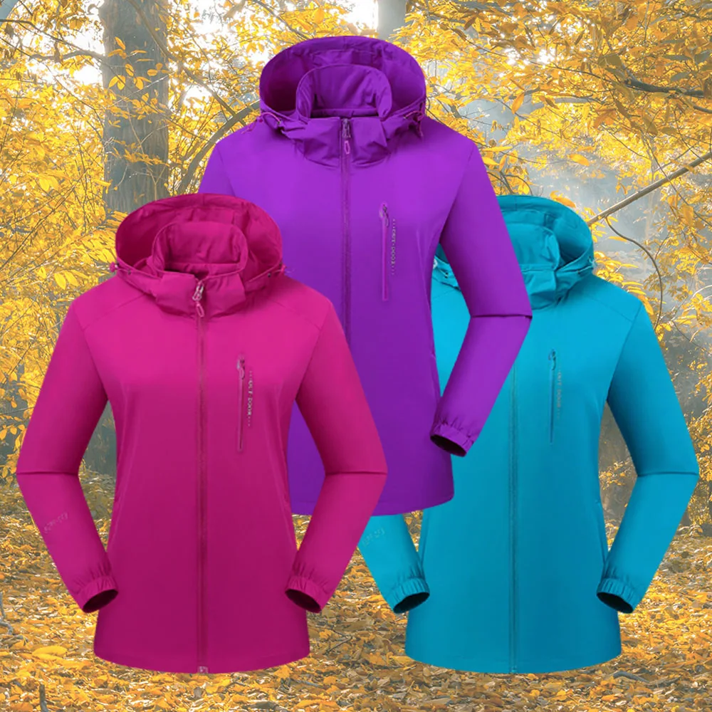 

Women Waterproof Shell Jacket Detachable Hood Breathable Windproof Stretchable Wearproof Hiking Travel Outdoor Windbreaker Coat