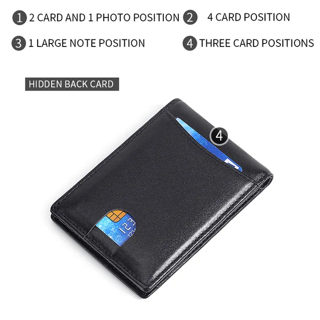 Men's Ultra Thin Wallet Rfid Blocking  Genuine Leather Wallet Minimalism Business Card Holder Purse Wallet Man 4