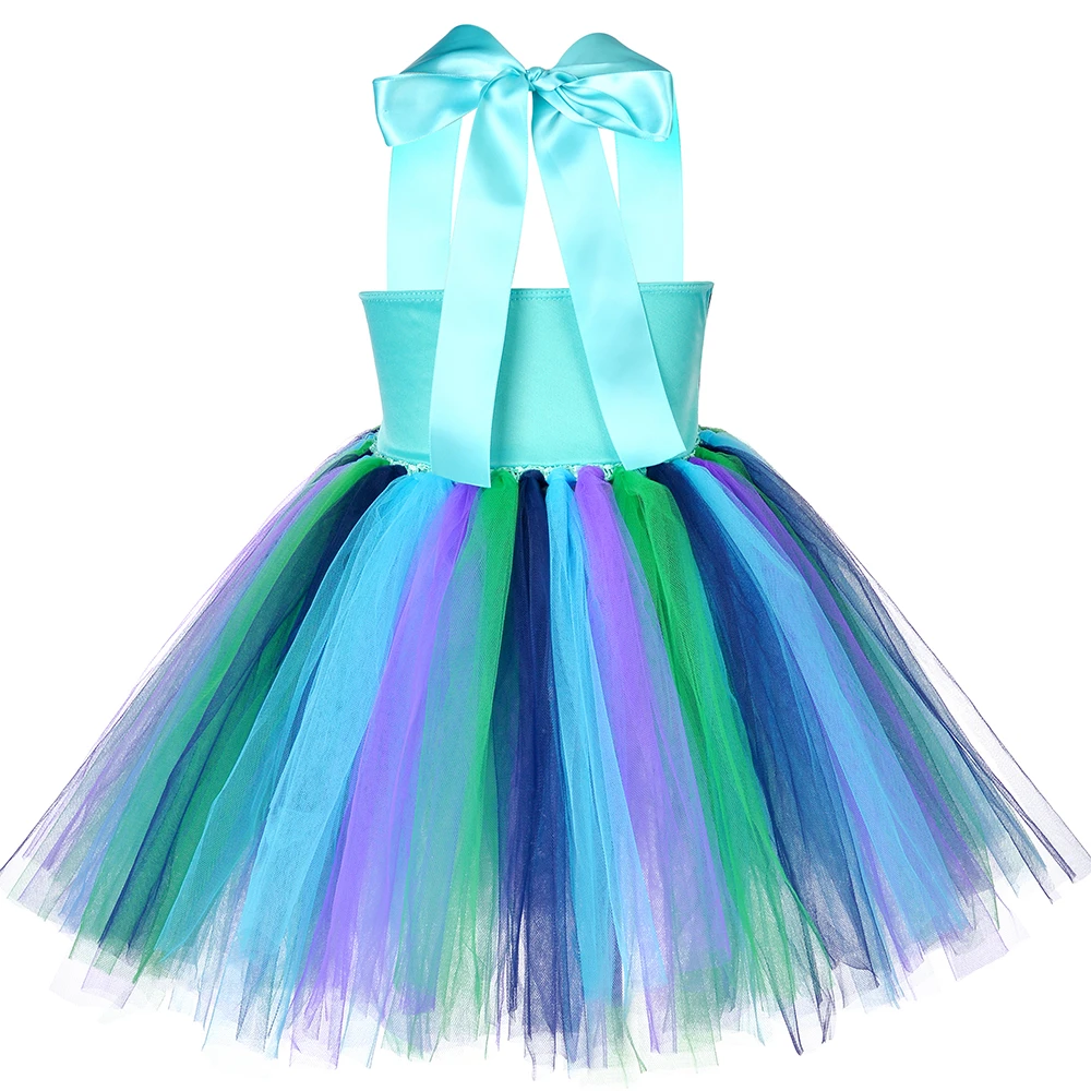 Блестками и пайетками для маленьких девочек с вышивкой павлина Вечерние костюм