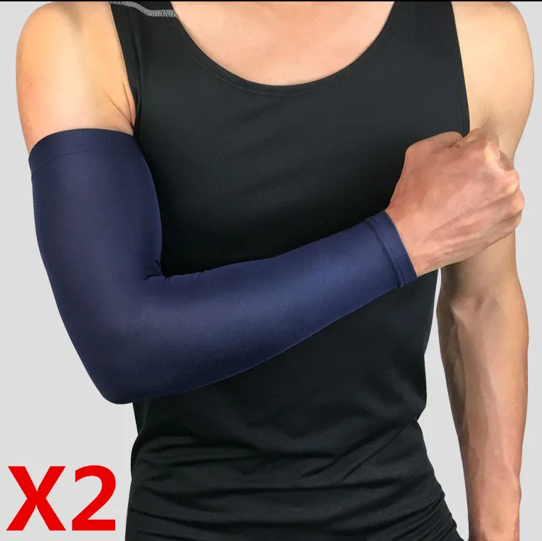 1 pair darkblue Баскетбольные нарукавники, велосипедные гетры для альпинизма, компрессионные налокотники, солнцезащитные УФ-защитные волейбольные Налокотники - Цвет: 1 pair darkblue