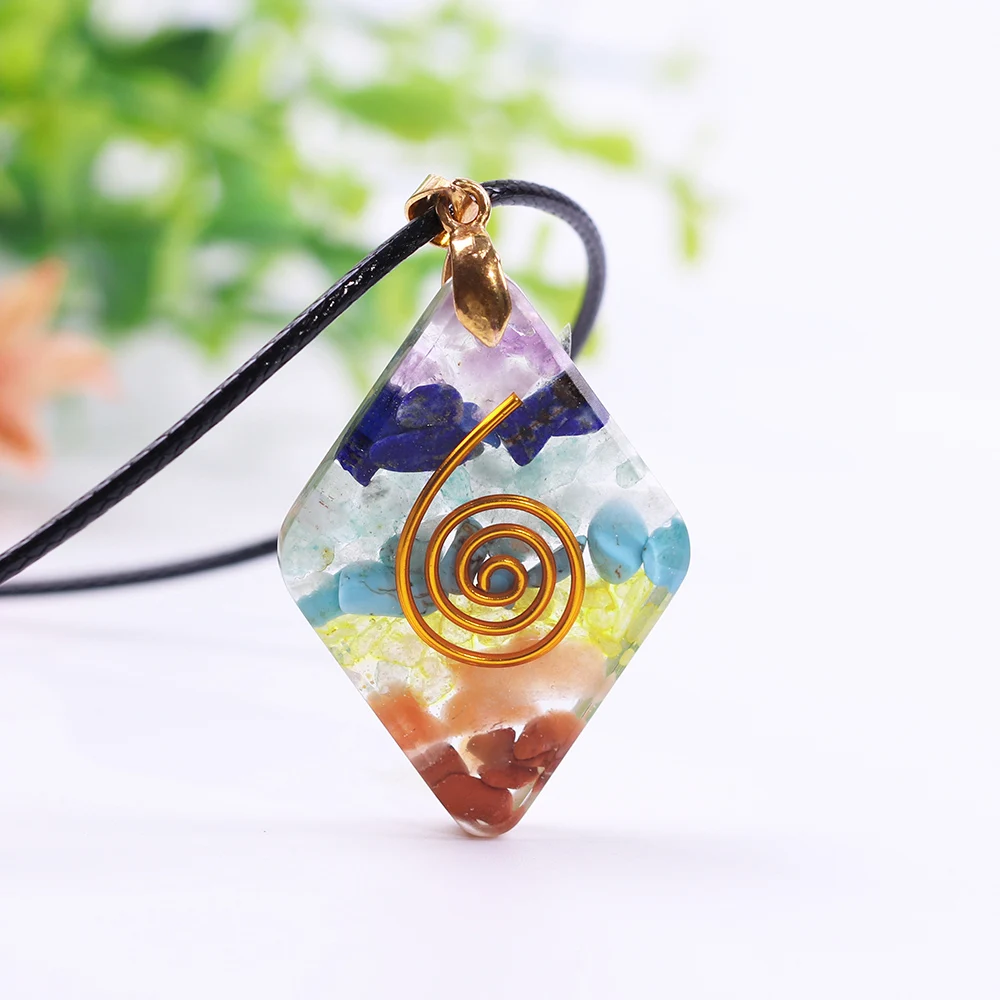 Orgone камня колье для свитера Цепочки и ожерелья Orgonite Рейки Исцеление