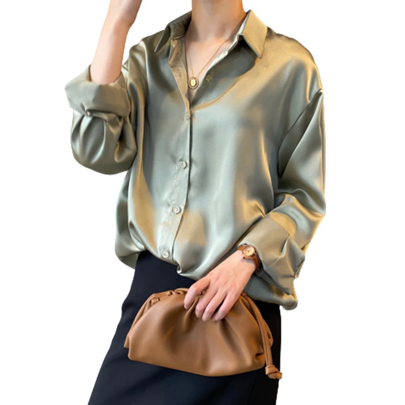 Качественная шикарная Офисная Женская рубашка однотонная блузка из поплина в