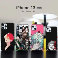 my hero academia phone case for iphone 13 12 11 pro mini xs max 6 6s 7 8 plus x xr soft tpu coque shell funda anime cartoon