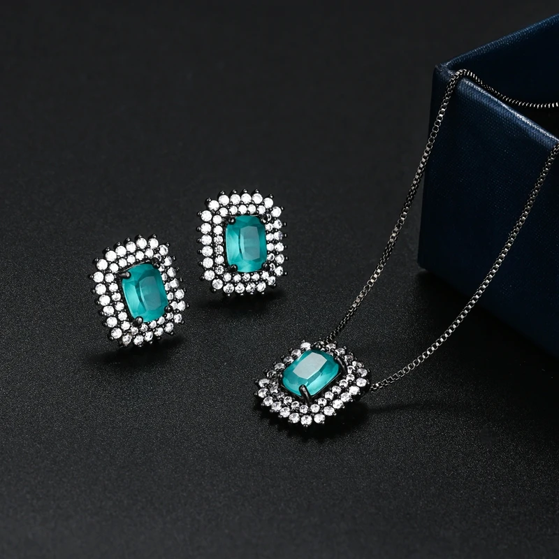 Женский ювелирный набор Newranos Pedra из циркония геометрическое ожерелье серьги