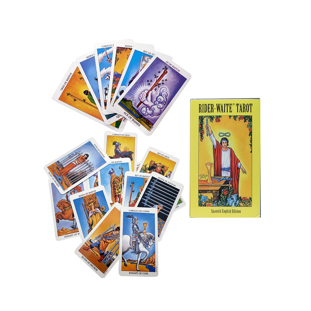 

Высококачественные Заводские открытки Таро испанского Райдера для начинающих английская Испанская версия PDF-руководства для вечерние