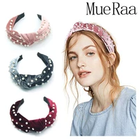 mueraa 2021 bezel velvet pearls hairband corss headband for women girls korean style fashion hair accessories hairhoop headwear