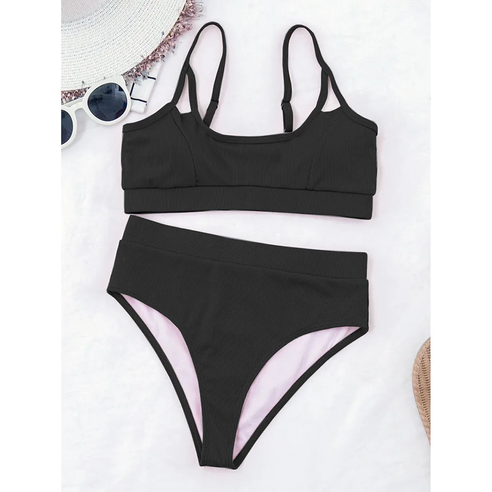 

ANOKHOGI High Waist Red Padded Women Bikini Sets Hollow Out Bandage Bikini LM96