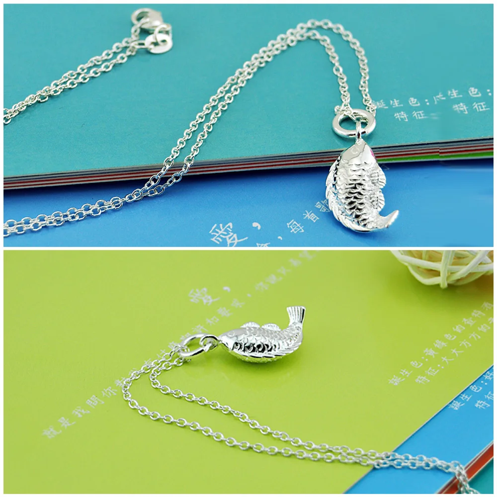 Модное женское украшение серебряного цвета ожерелье Милая Рыба кулон до ключиц