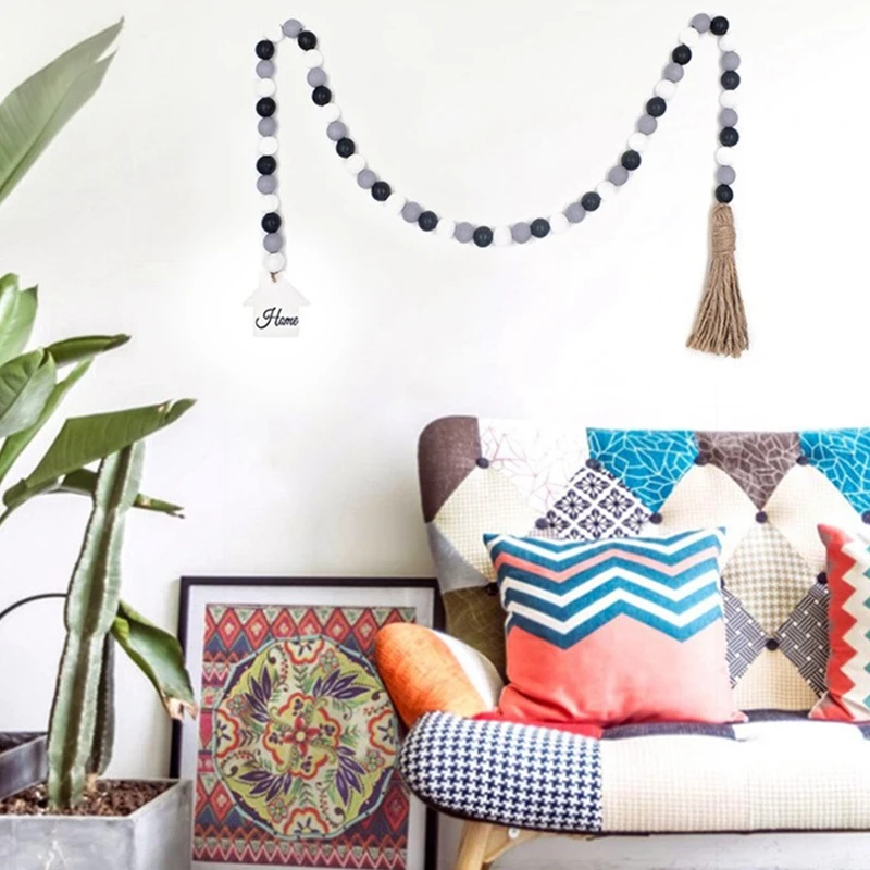 Деревянная гирлянда из бусин с кисточками деревенский фермерский многоярусный