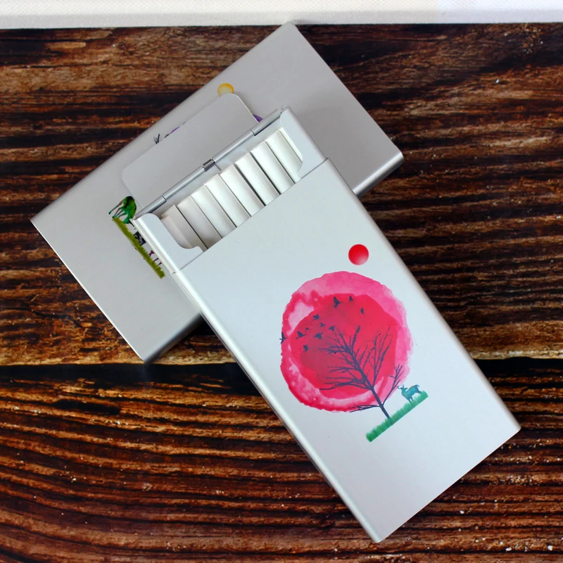 Милый маленький животных металл мода скользящая тонкая сигарета чехол Коробка