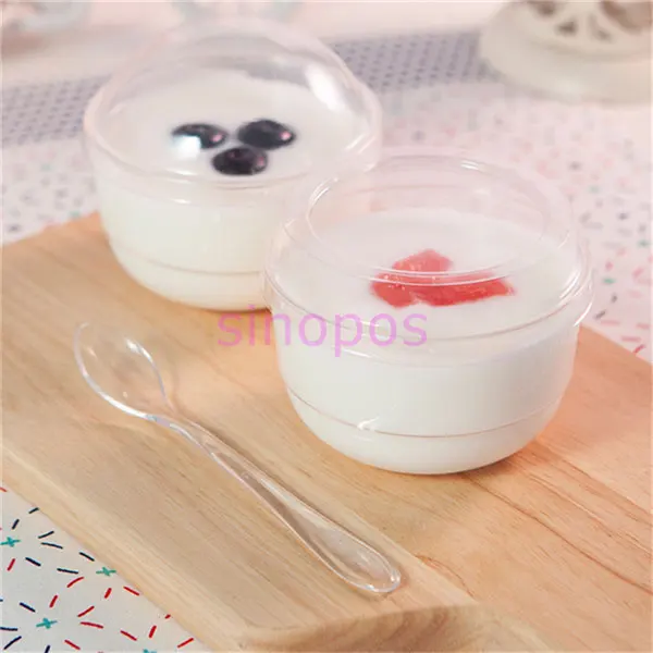 10 шт прозрачный пластиковый круглый рот йогурт чашки пудинг/мороженое/Мусс