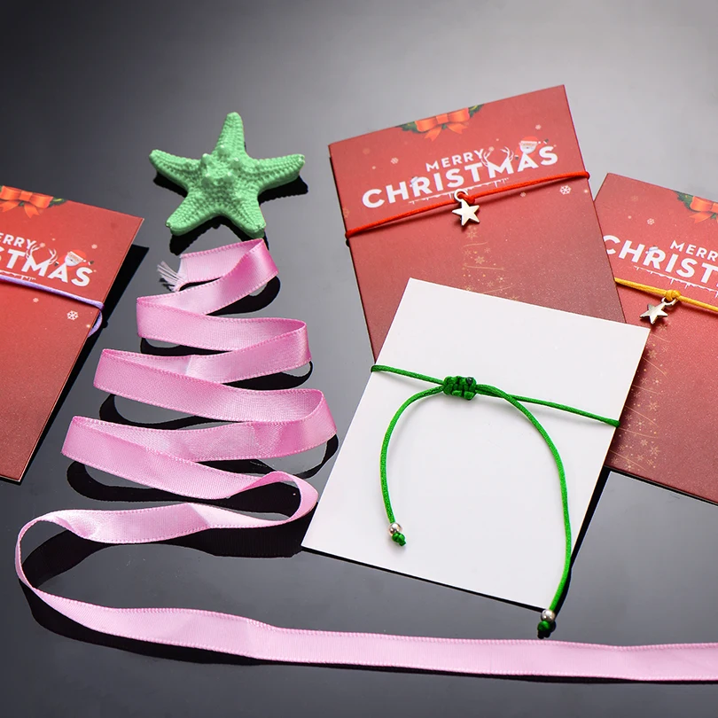 Трендовые милые рождественские открытки серебряные браслеты-шармы со звездами