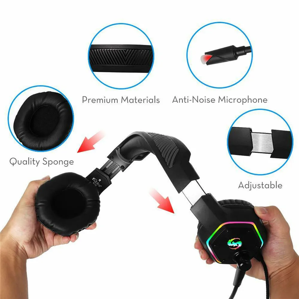 

HIFI 3D Surround for PS4 Gaming Headphone Noise Reduction Computer Earphone 3.5MM Plug RGB LED Lighting Headset